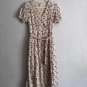 Rylee + Cru Beige and Black Floral Maxi Dress